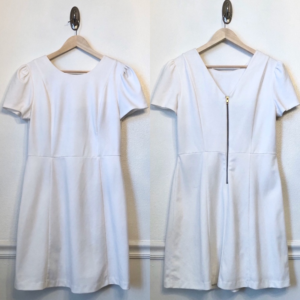 CATO | White Knit Cap Sleeve Fit & Flare Dress 14